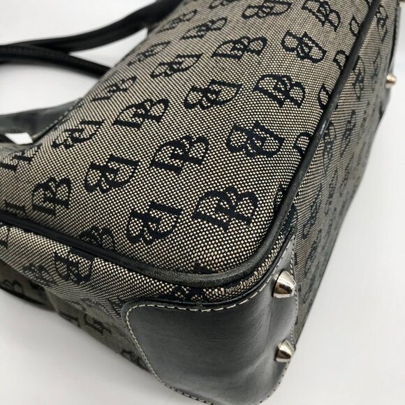 Dooney & Bourke Black Canvas & Leather Convertible Satchel With Wallets - Picture 9 of 11